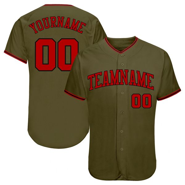 

custom olive red-black authentic salute to service baseball jersey, Blue;black
