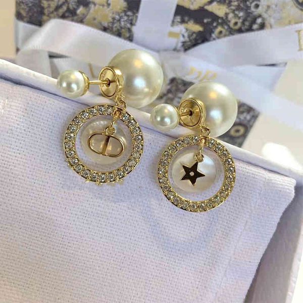 

2022 factory wholesale new di pearl women's star white fritillaria full diamond ring earrings accessories, Golden