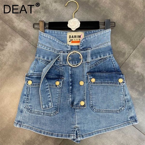 

deat women belt pocket personality denim shorts arrivals high waist temperament fashion spring summer 11d1618 210709, White;black