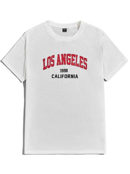 

men letter graphic crew neck tee v6m7#, White;black