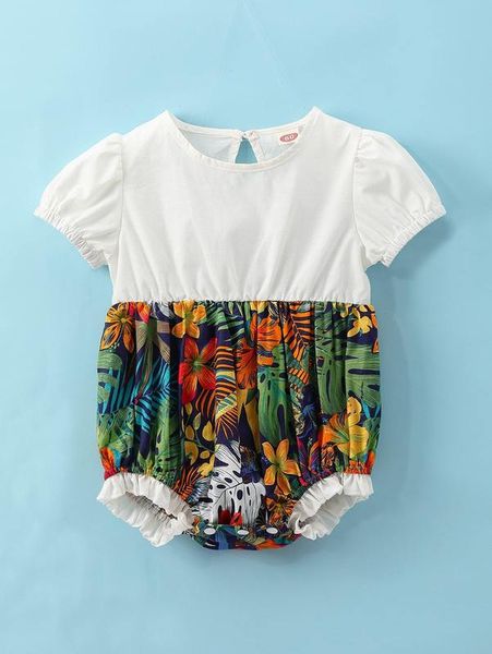 

baby girl tropical pattern bubble sleeve vest she, Blue