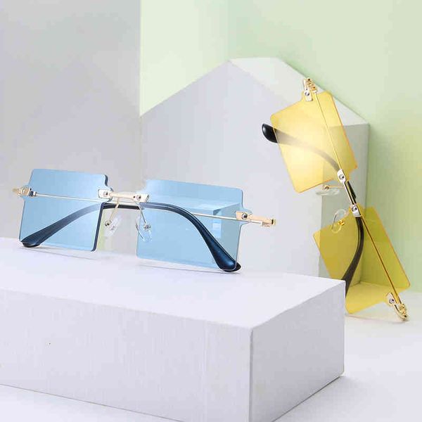 

sunglasses 1312 fashion small frame square frameless trimming color ocean glasses sunglasses lfrm zrz3, White;black