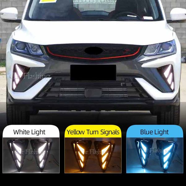 1 paio di auto DRL per Geely Coolray X50 Proton 2021 Luci di marcia diurna Lampada a luce diurna a LED con segnale di svolta giallo fluente