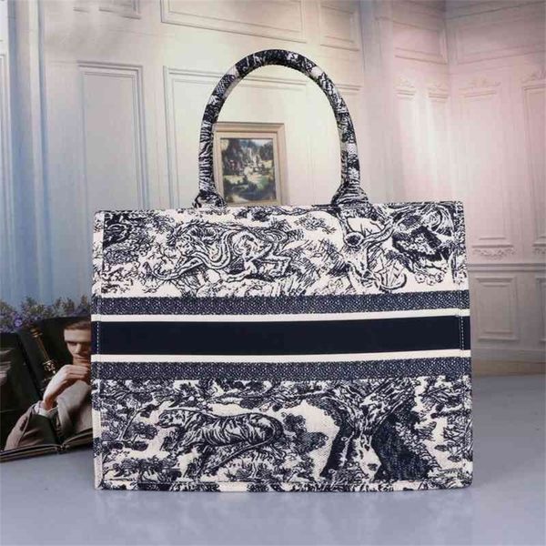 

european and american fashion tote embroidered shopping bag large capacity versatile canvas shoulder bag 80% off outlet online