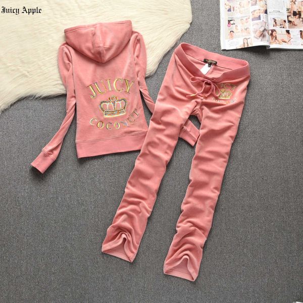 

juicy apple tracksuit women 2 piece set casual sport outfits hoodies sweatshirt and sweatpants jogger pants 2023 fashion sportswear, Gray