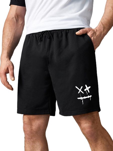 

extended sizes men cartoon graphic shorts v2o2#, White;black