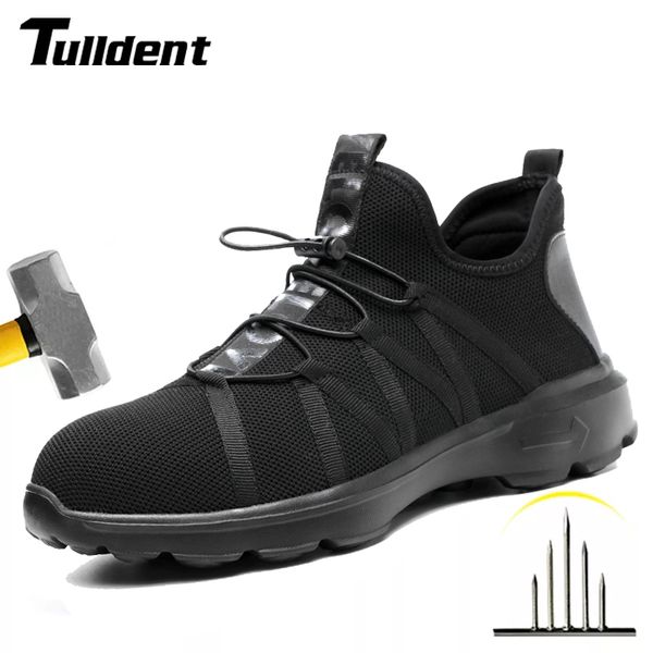 

men work safety shoes steel toe anti-smashing wear roof soft light comfortable security shoes breathable, Black;brown