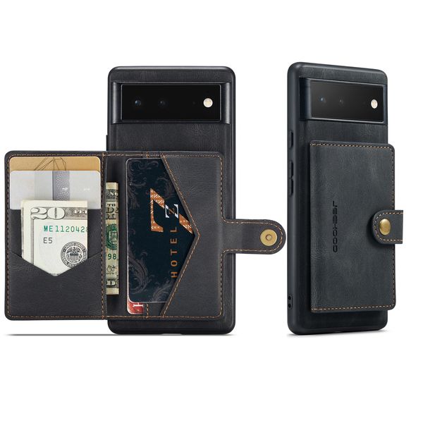 Shockpereper Leather Card Card Plots Slots Case Skellet для Google Pixel 7 Pro 8 7a 6a 6 5a 5G Flip Credit Bag Cover Cover