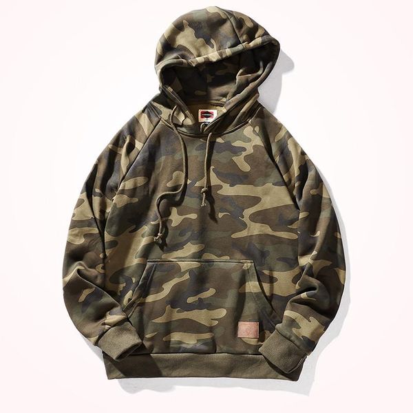 

men's hoodies & sweatshirts autumn and winter military style camouflage retro hooded casual coat versatile plus velvet pullover sportsw, Black