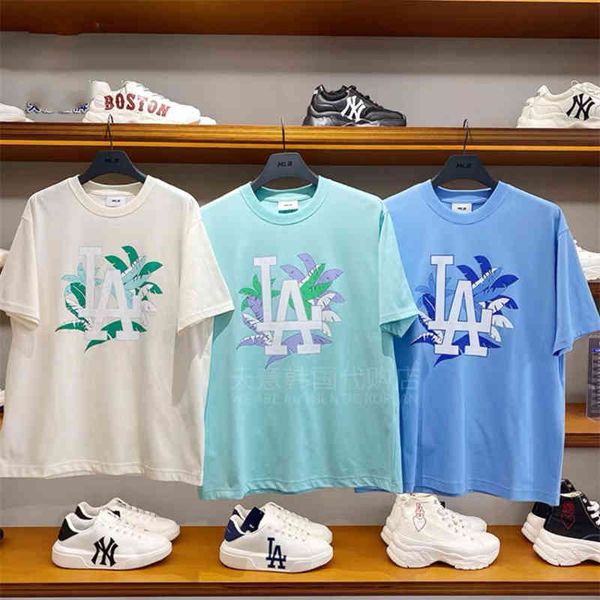 

women's t-shirt mlb korea fashion men and women lovers coconut ny round neck loose casual short sleeve summer half sleeve 9x7x, White