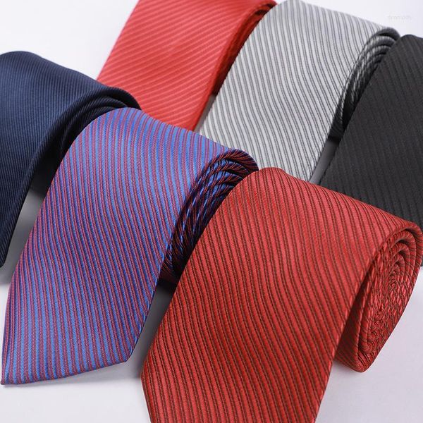Bow Ties Erkekler katı mor kraliyet mavi çizgili klasik resmi iş 8cm ince kravat düğün kravat sıska damat kravat donn22