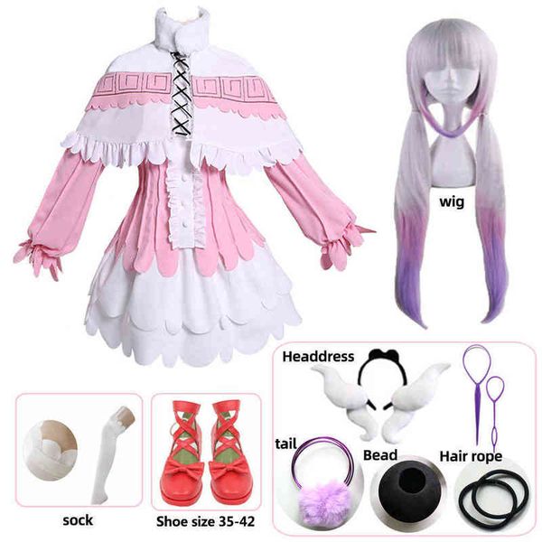 

kanna cosplay japanese anime girl kobayashi dragon maid kamui kanna cosplay comes halloween party kawai dress for woman wig l220714, Black;red