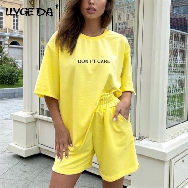 

letter print women's tracksuit suit sportswear women t-shirt shorts tracksuits sets female summer casual short pants suits 220512, White