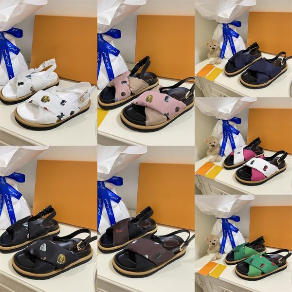

designer women sandals pool pillow comfort slippers buckle space cotton sandal smooth calfskin letter mules easy-to-wear rubber bottom slide, Black