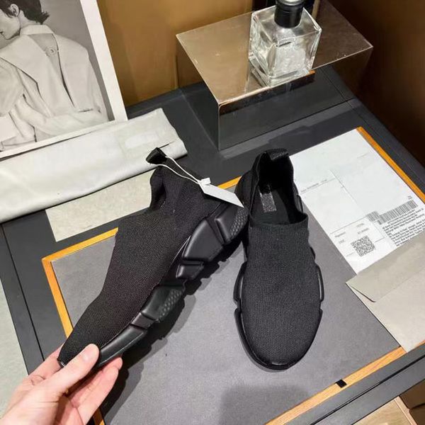 

fashion male designer knitted shoes elastic handmade multi-color gradient technology famous female shoe coach 34-45, Black