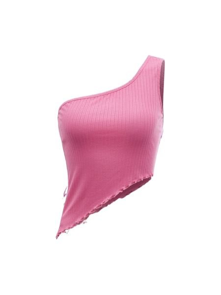 

one shoulder asymmetrical lettuce trim d8vu#, White