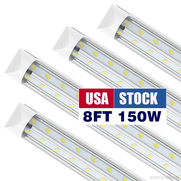 Jesled 150W T8 LED Tüp Entegre LEDS Tüpler Işık V Şeklinde Floresan Aydınlatma Soğutucu Kapı Garaj Dükkanı Işıkları ABD'de Stok