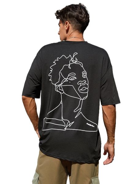 

men figure graphic tee e64f#, White;black