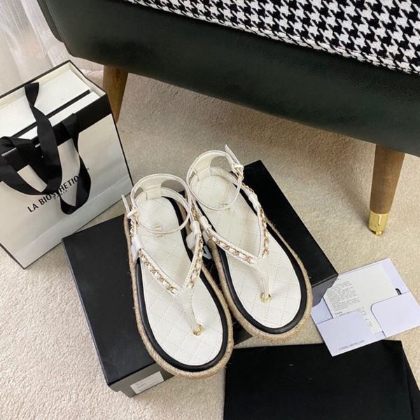 

dress shoes heightening spring and summer small fragrance chain leisure thick bottom herringbone clip toe sandals women's shoes, Black