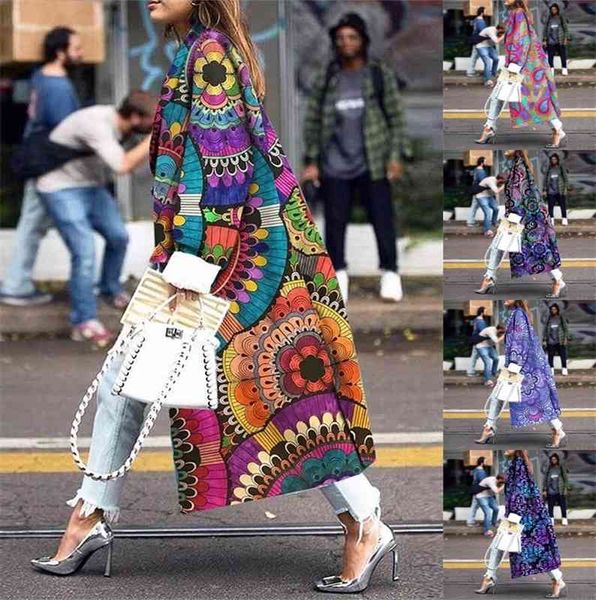 

women's trench coats autumn and winter 2022 extended double breasted coat printed loose windbreaker for women af57, Tan;black