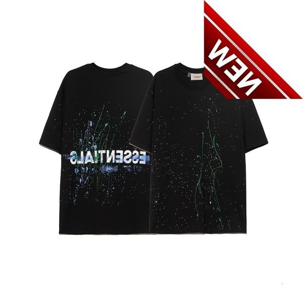 

50% off discount 2021 fashion brand sentials multi thread loose print splash graffiti fog men's and women's short sleeve t-shirt f, White;black
