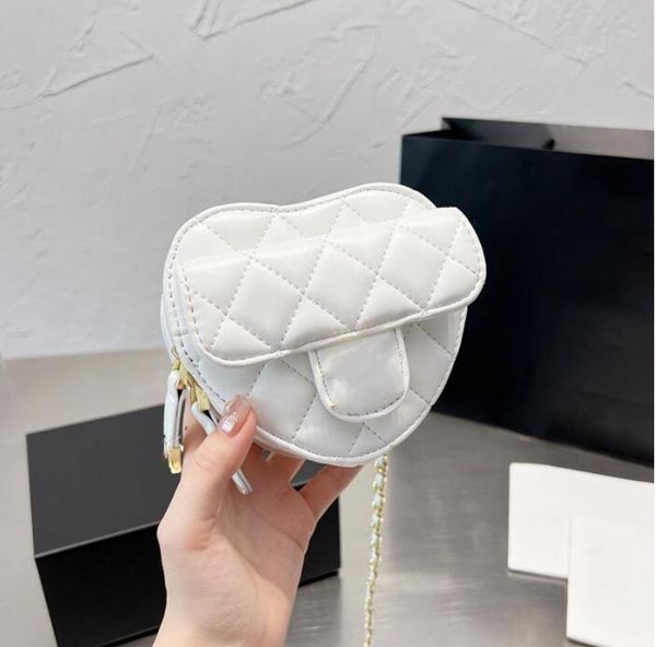 

tz women's classic mini vanity heart-shaped bags gold metal chain matelasse crossbody shoulder waist cosmetic case handbags messenger b