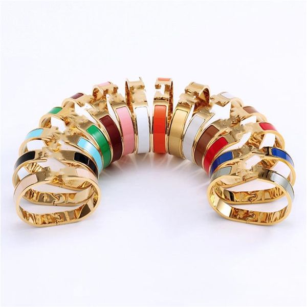

classic designer enamel bracelet h cuff bangle love bracelets party wedding hermeing women couple gift multiple colour fashion lux2585, Golden;silver