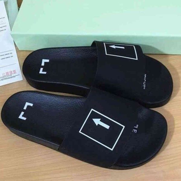

luxury offs men's women's sandals fashion letter ribbon printing slippers couples beach men outside home slipper female classic br, Black