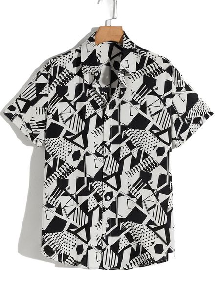 

men geo print shirt k9xs#, White;black