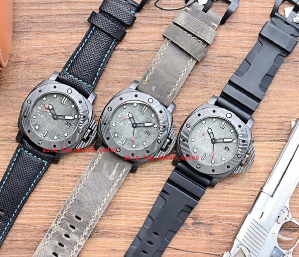 

classic style super quality watches for men 45 mm grey dial luminous carbonfiber watchcase cal.2555 automatic movement auto date luminous me, Slivery;brown