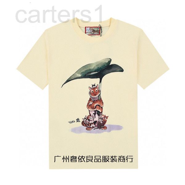 

men's t-shirts designer verified version correct cute tiger cat illustration cartoon pure cotton couple short sleeve brand round neck o, White;black