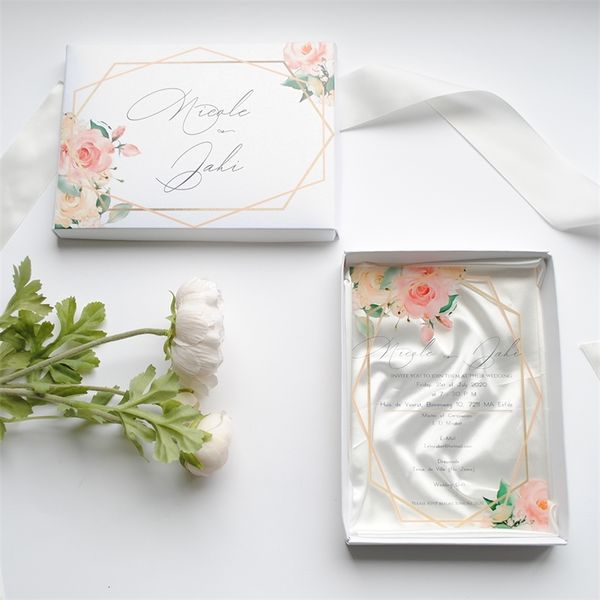 Dekoration 10 Stück Partybevorzugung individuelle Hochzeitskarte Geschenk für Gäste mit Box Geburtstagseinladungskarten 220707