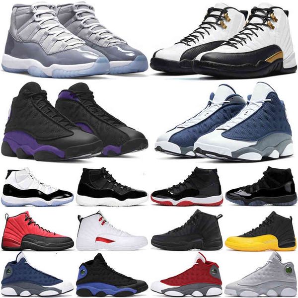

11s cool grey men women basketball shoes 12s royalty taxi utility grind playoff concord bred animal instinct 13s court purple, Black