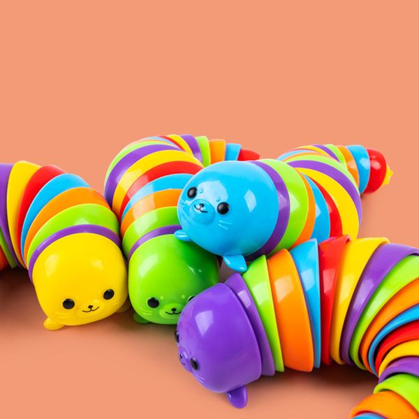 NewStyle Creative Articulated Cute Slug Fidget Toy 3D Educational Colorful Seal Shaped Stress Relief Gift Toys For Children FREE By Sea YT199504