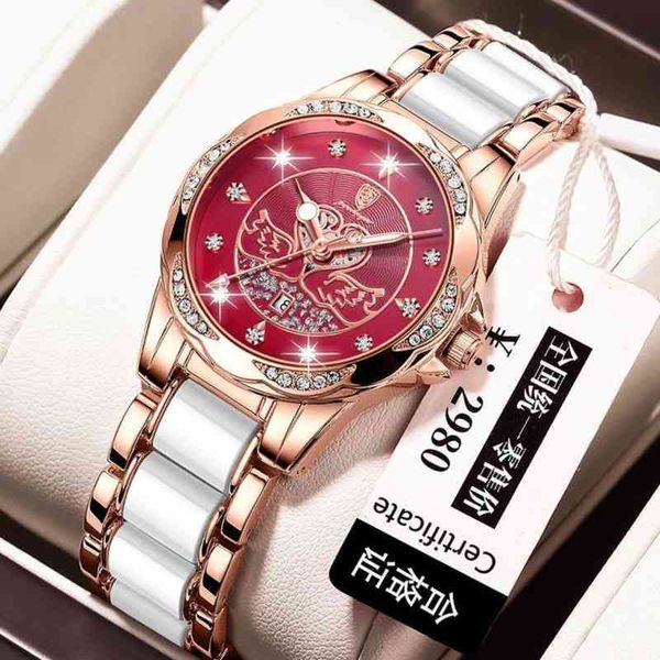 

poedagar wine red watch brand luxury watch women clock ladi fashion casual bracelet date leather /steel little swan wrist, Slivery;brown