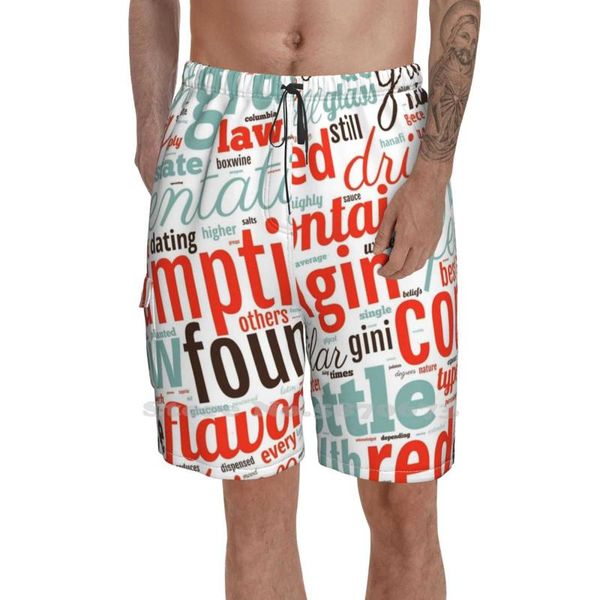 Shorts masculinos Vinho - Composição tipográfica HD 3 Personalidade respirável Praia de férias LetSgrooveBaby Lets Baby Red Winemen's Men's Men'smen's