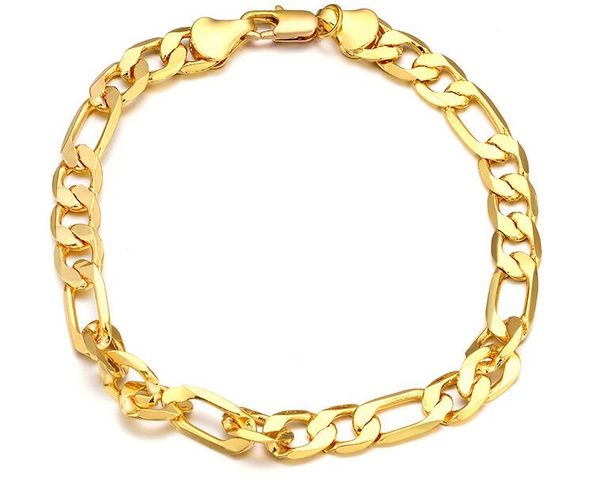 

18k gold plated men's figaro chain same for lovers bracelet, Black