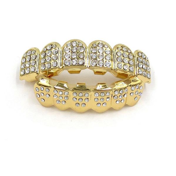

gold color iced out teeth grin bottom bling men women jewelry new, Black