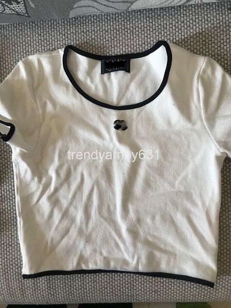 

women's knits & tees 20 summer style xiaoxiangfeng knitted short sleeve girls' t-shirt yuan collar women's elastic strap, White