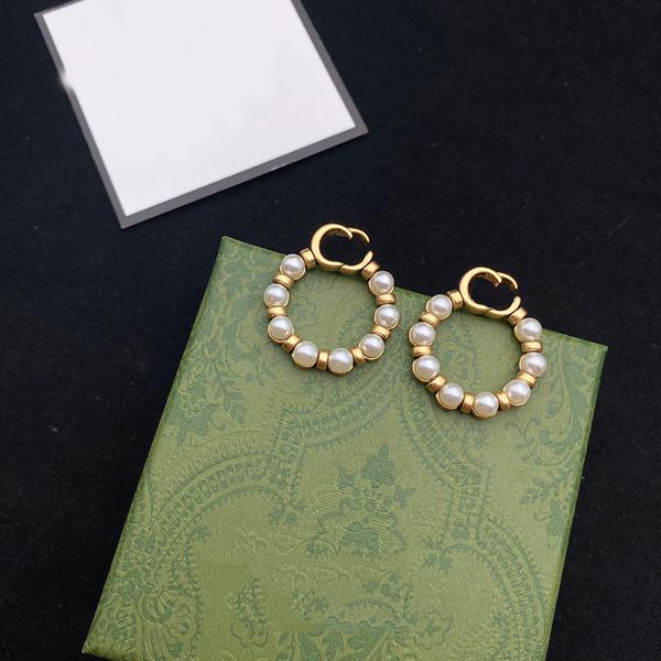 

2022 gold earrings designer for women luxurys designers hoop pearl earring crystal stud earrings wedding party jewerlry d2206202z, Golden;silver