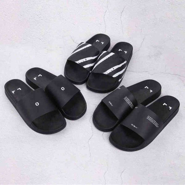 

fashion women's men's offs sandals luxury letter ribbon printing slippers couples beach men outside home slipper female classic br, Black