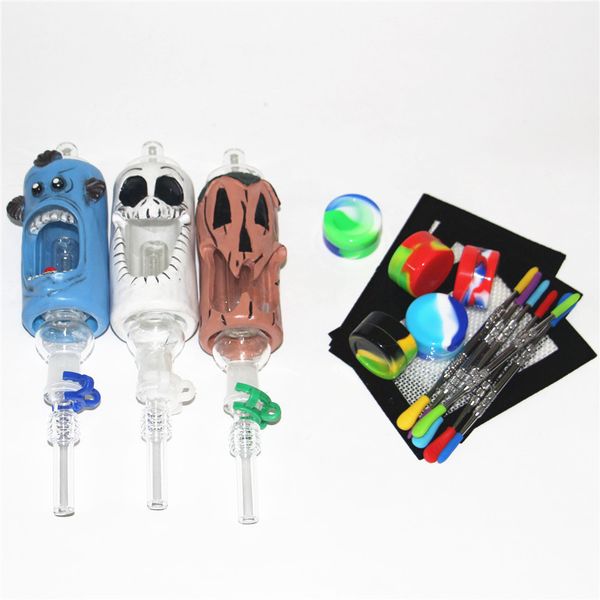 Narghilè Mini Nectar Bong Kit Dab Oil Rigs Tubi Pyrex Glass Pipe 10mm 14mm Joint Titanium Nail Set di tubi di paglia