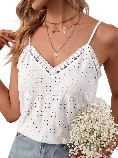 

eyelet embroidery cami x3ff#, White