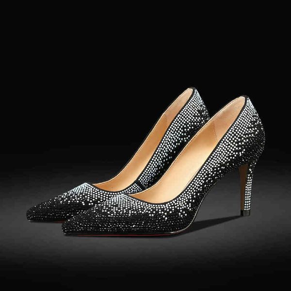 

dress shoes spring and summer women's shoes pointed thin heels high banquet dress fashion mom single women nkfa, Black