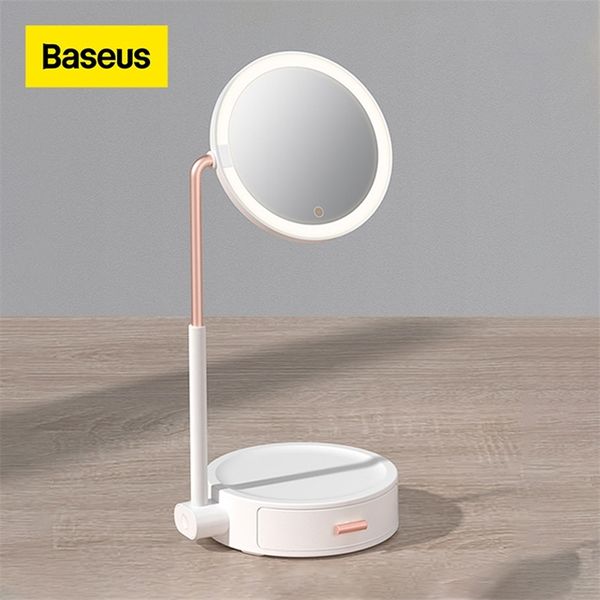 Baseus LED Vanity Mirror Light Makeup Toilette Touch Dimmer USB Storage Ingrandimento Cosmetic Kit 220509