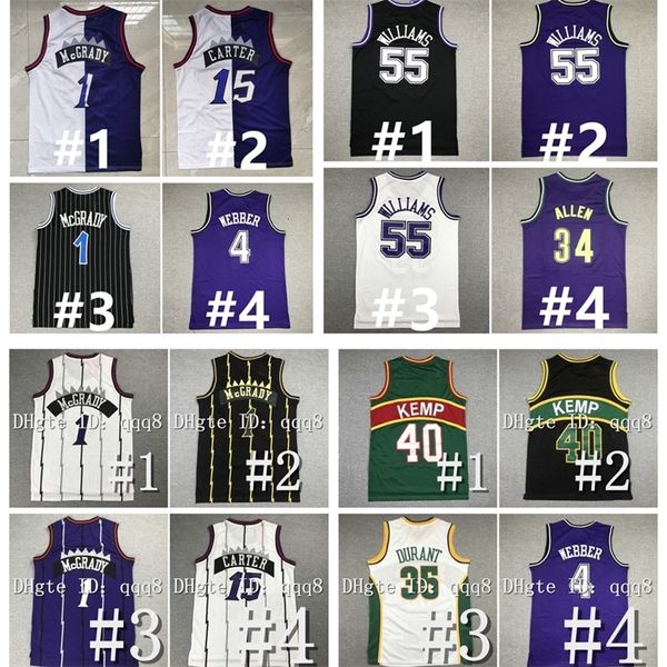 NC01 Retro Penny Hardaway Maglia da basket Tracy McGrady Vince Carter Sonic Kevin 35 Durant Gary Payton Shawn Kemp Ray Allen Chris Webber Jason