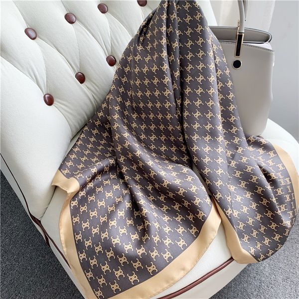 

fashion scarf triumphal arch temperament new 90 twill square mulberry silk scarf profsional elegance versatile cape, Blue;gray