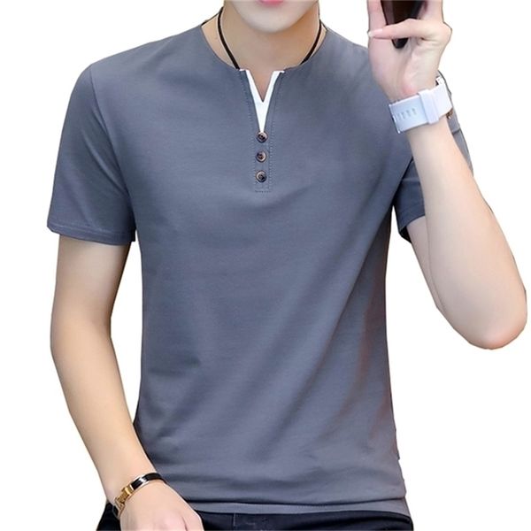 

browon summer men t-shirt casual short sleeve cotton business t-shirts men slim fil solid color cotton t shirt men fashions 210329, White;black