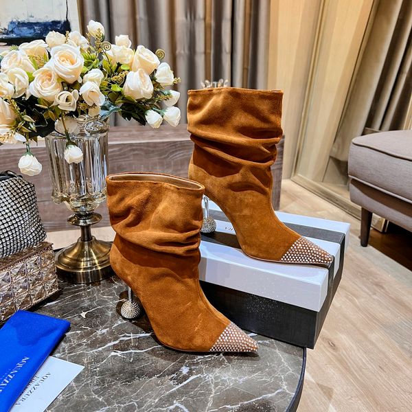 

new season aquazzura boots paris fashion show crystal ball high heels shoes rare, Black