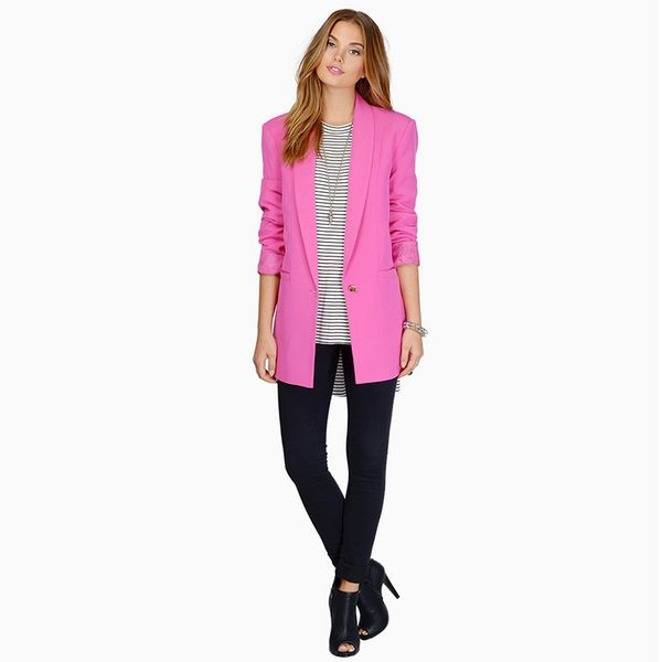 

m340 womens suits blazers autumn and spring casual slim woman jacket fashion lady office suit pockets business notched coat 3 colors, White;black